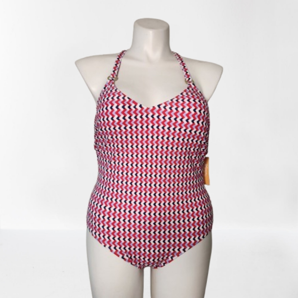 Kona Sol One-Piece Swimsuit Womens Red White Blue NEW